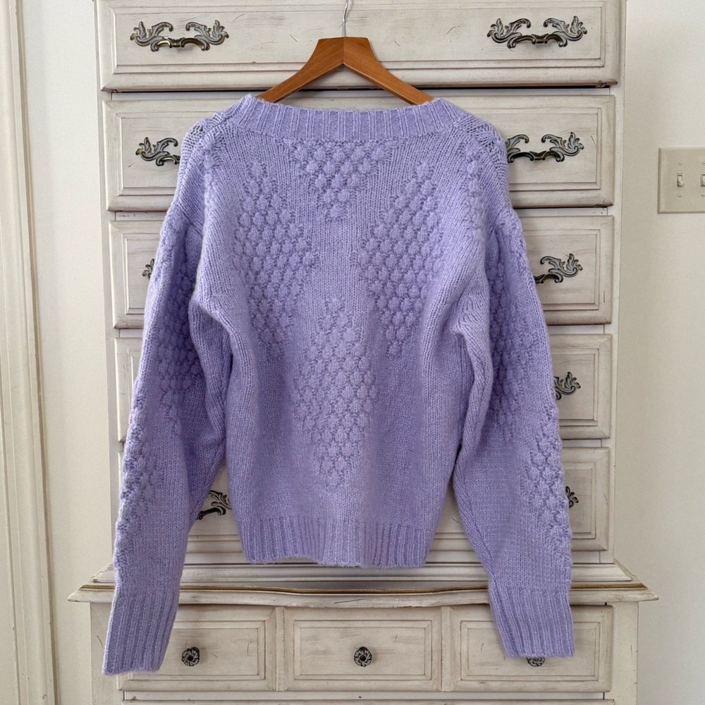 Vici Lavender Button Sweater Cardigan - Picture 2 of 4